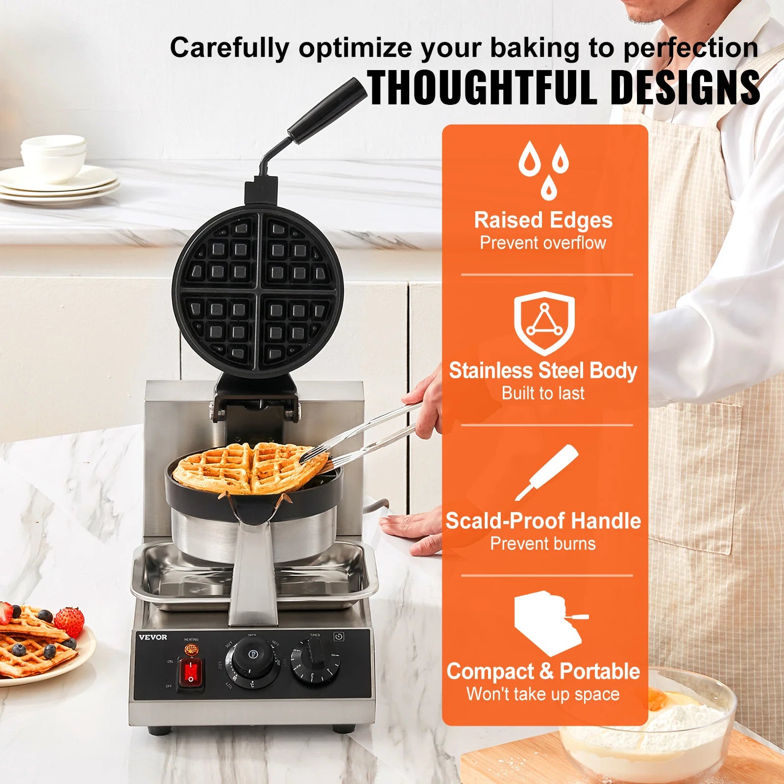 Electric Waffle Maker Stainless Steel  Non-Stick