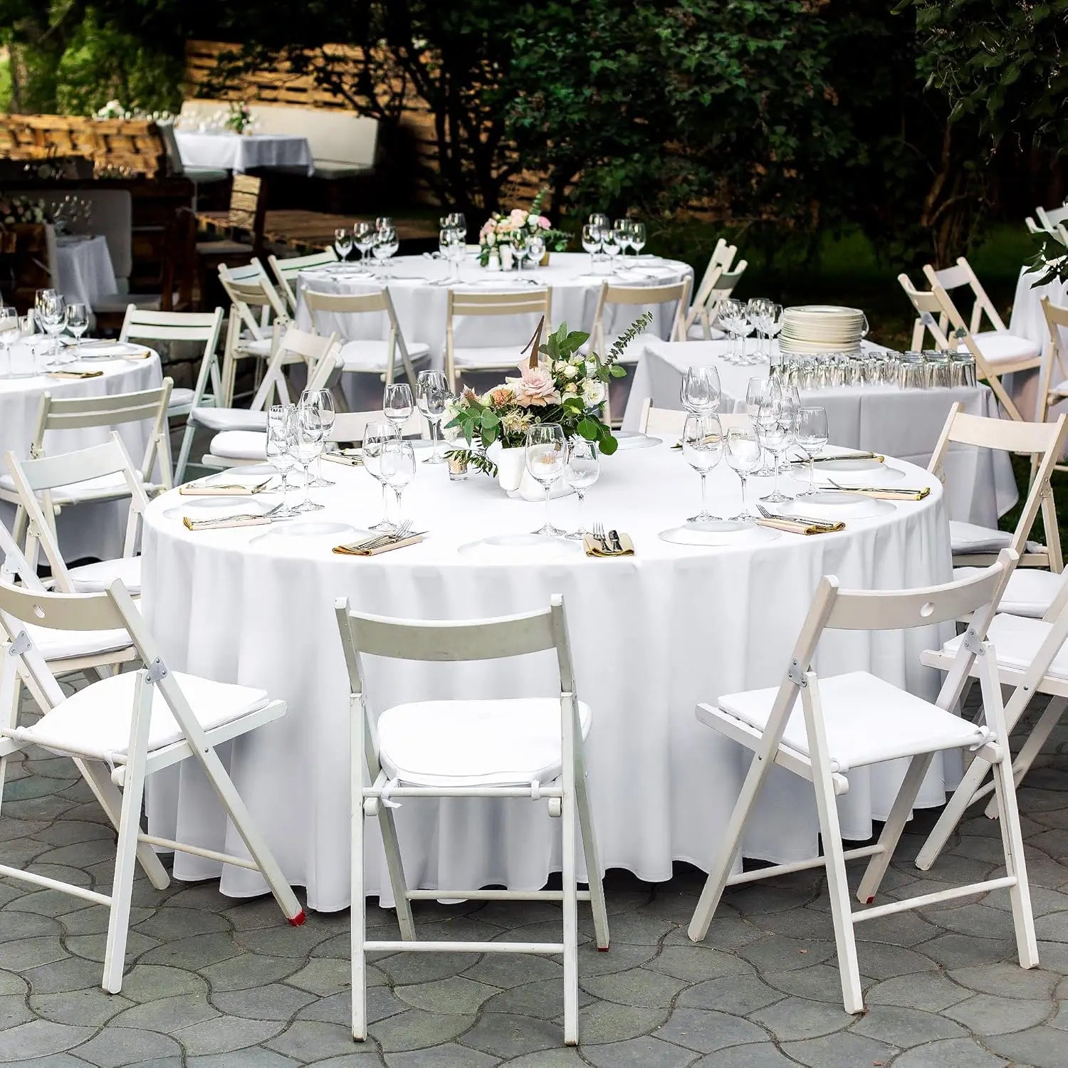 10 Pack 120 Inch Round Tablecloth, Stain and Wrinkle Resistant