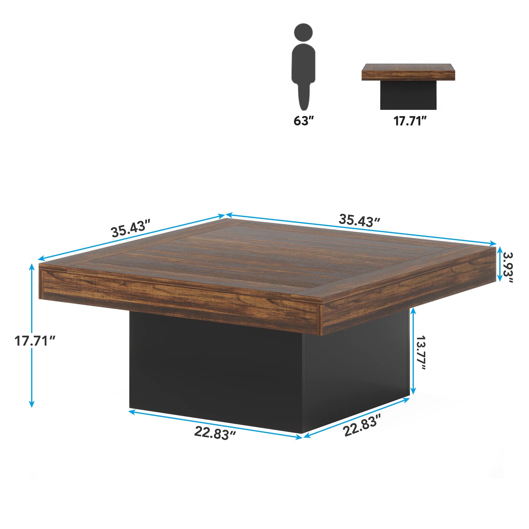 Coffee Table Engineered Wood for Living Room Rustic Brown & Black