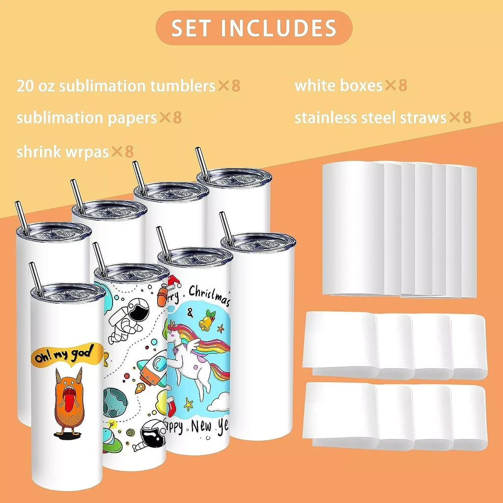 4/8/12/16 Pcs 20 OZ Stainless Sublimation Tumblers