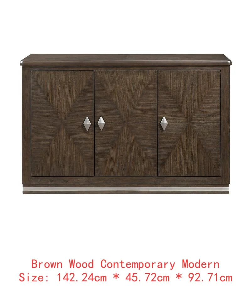 Modern Brown Finish 7-Piece Dining Set with Round Table