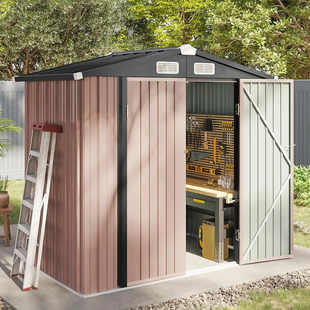 6.2x4 FT Outdoor Storage with Lockable Doors