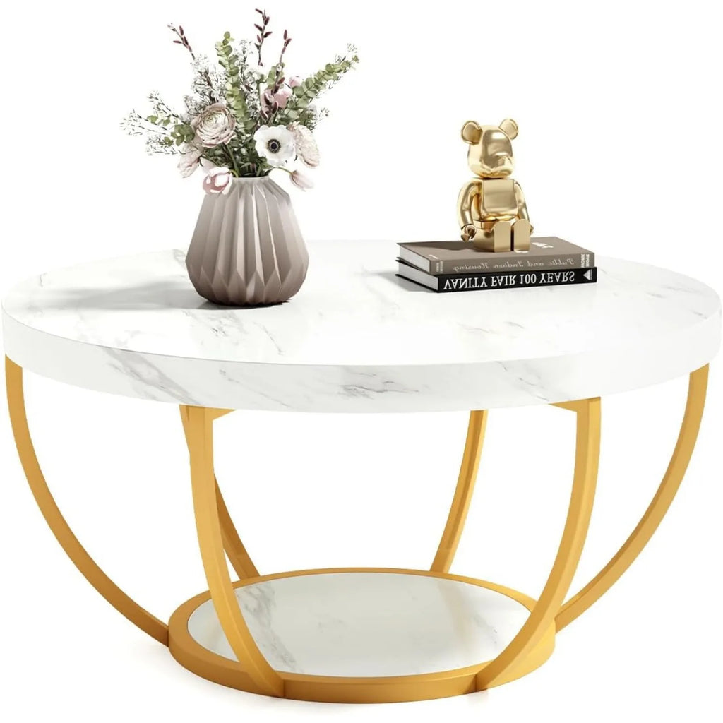 32" Circle Marble Coffee Tables