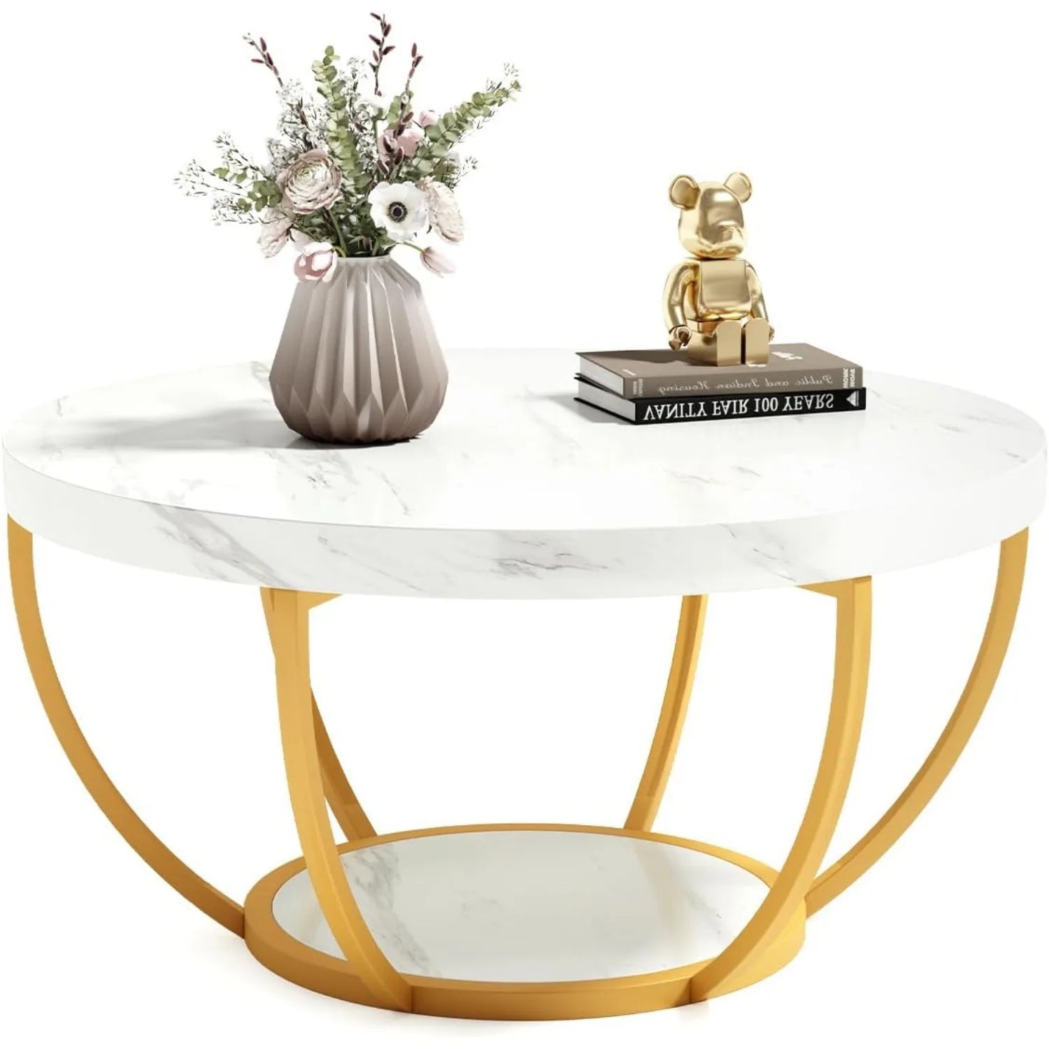 32" Circle Marble Coffee Tables