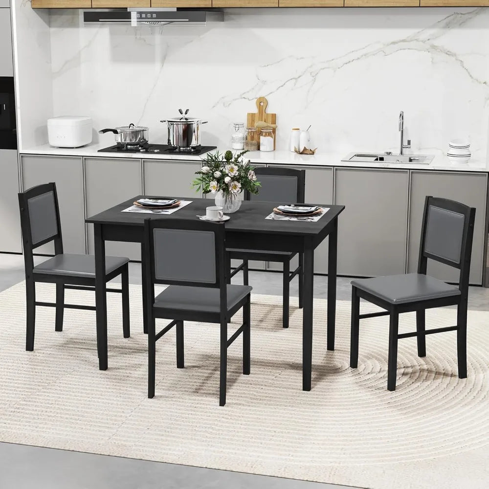 4-person Dining Table Set with Storage Rack
