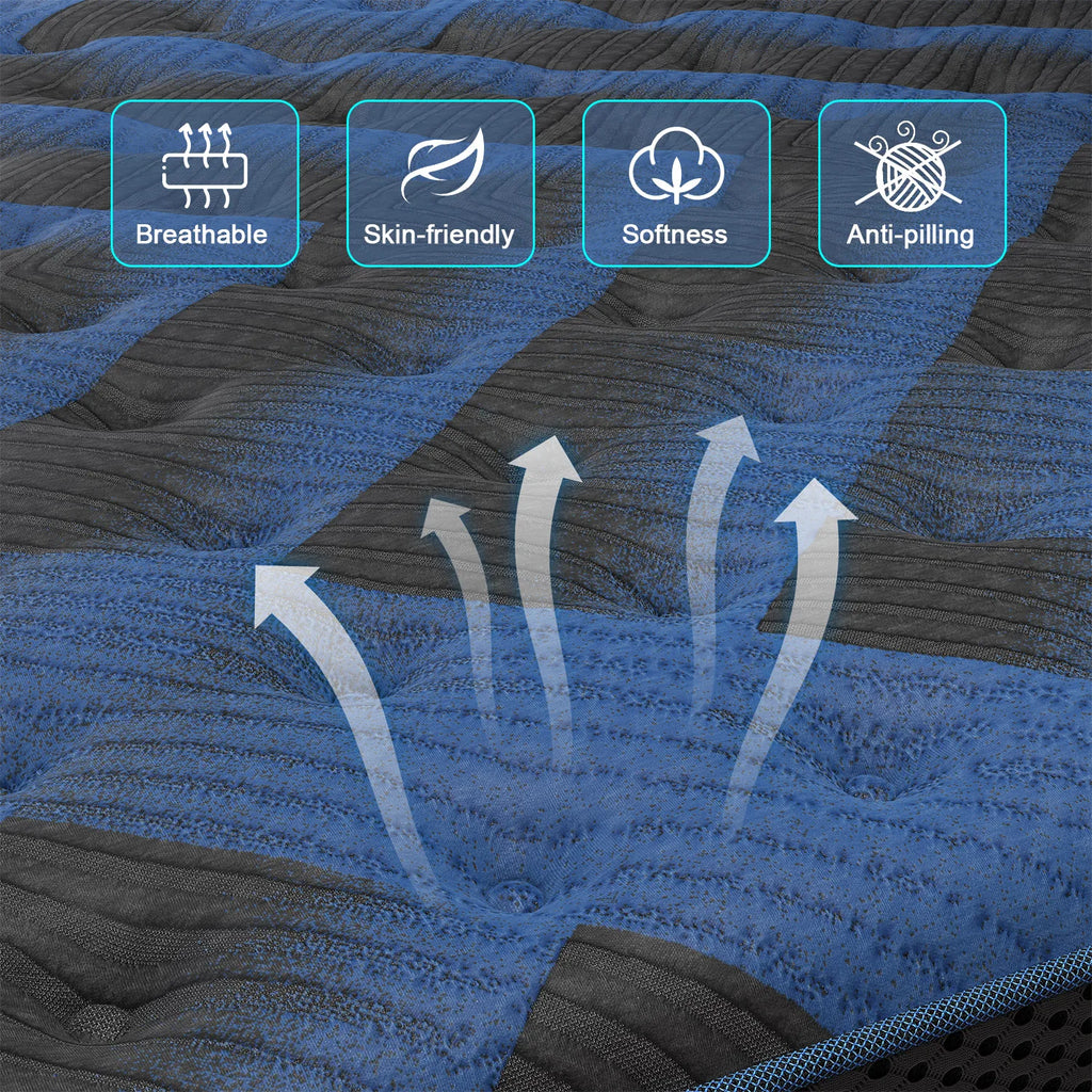 14" Gel Memory Foam Hybrid  Spring Bed Mattress Queen