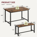 Kitchen Table with 2 Metal Wood Benches 3 Piece Bench Set