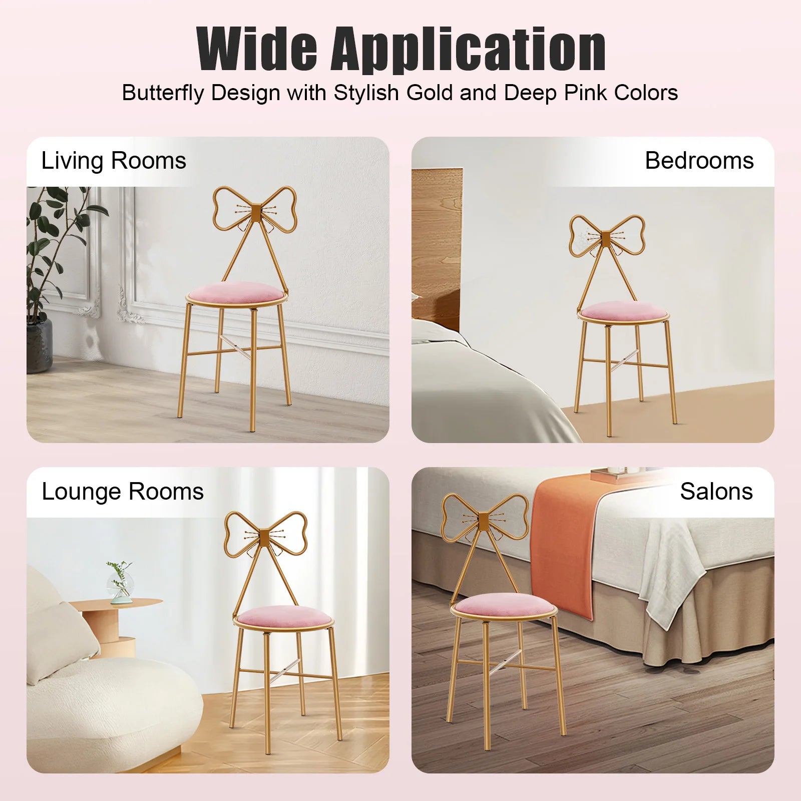 Butterfly Backrest Chair Pink Butterfly for Bedroom