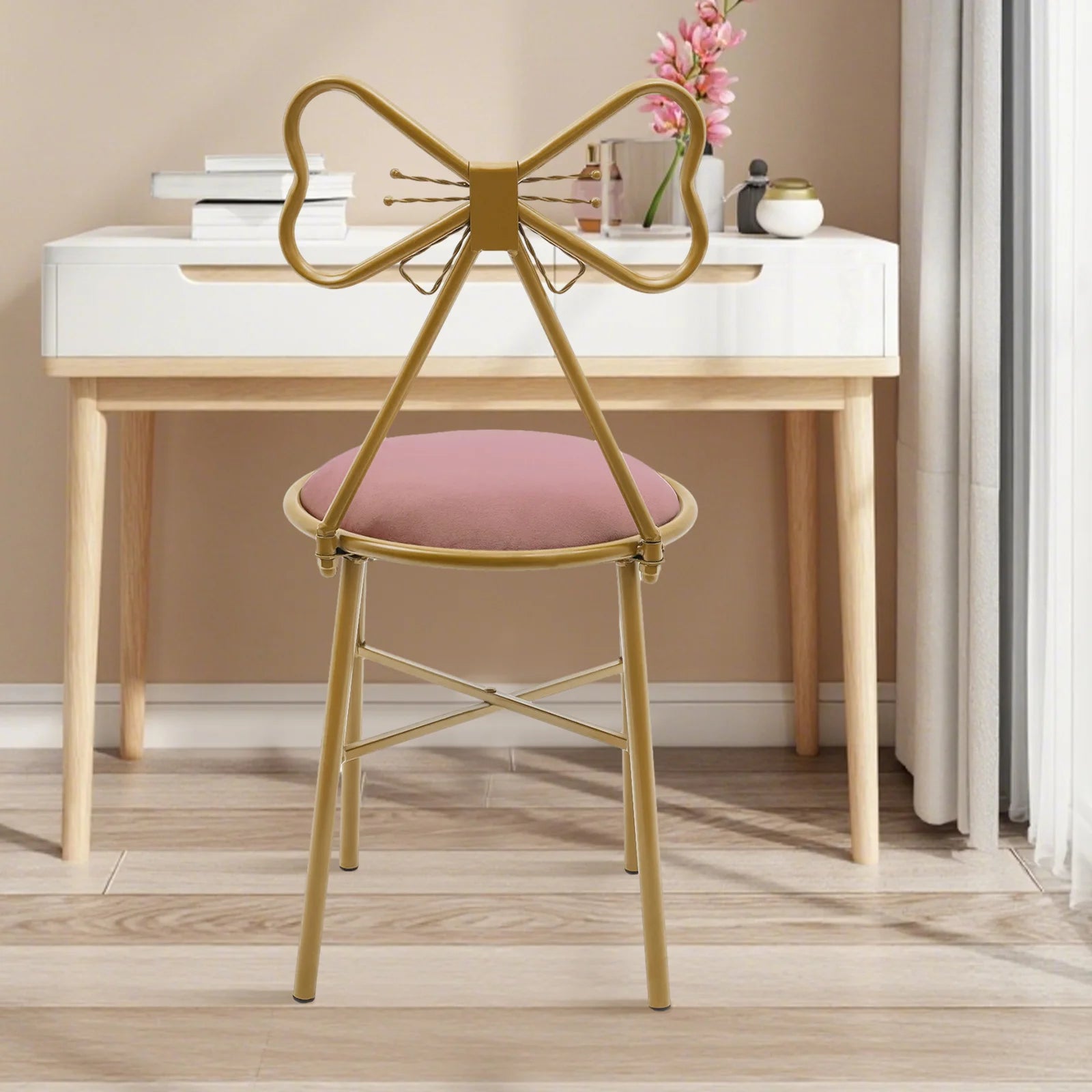 Butterfly Backrest Chair Pink Butterfly for Bedroom