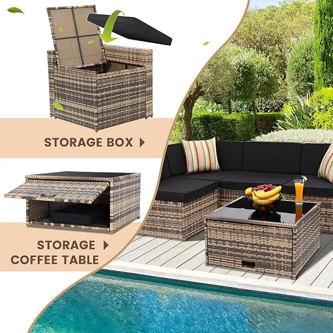 8 Pieces Outdoor Wicker Rattan Patio Furniture