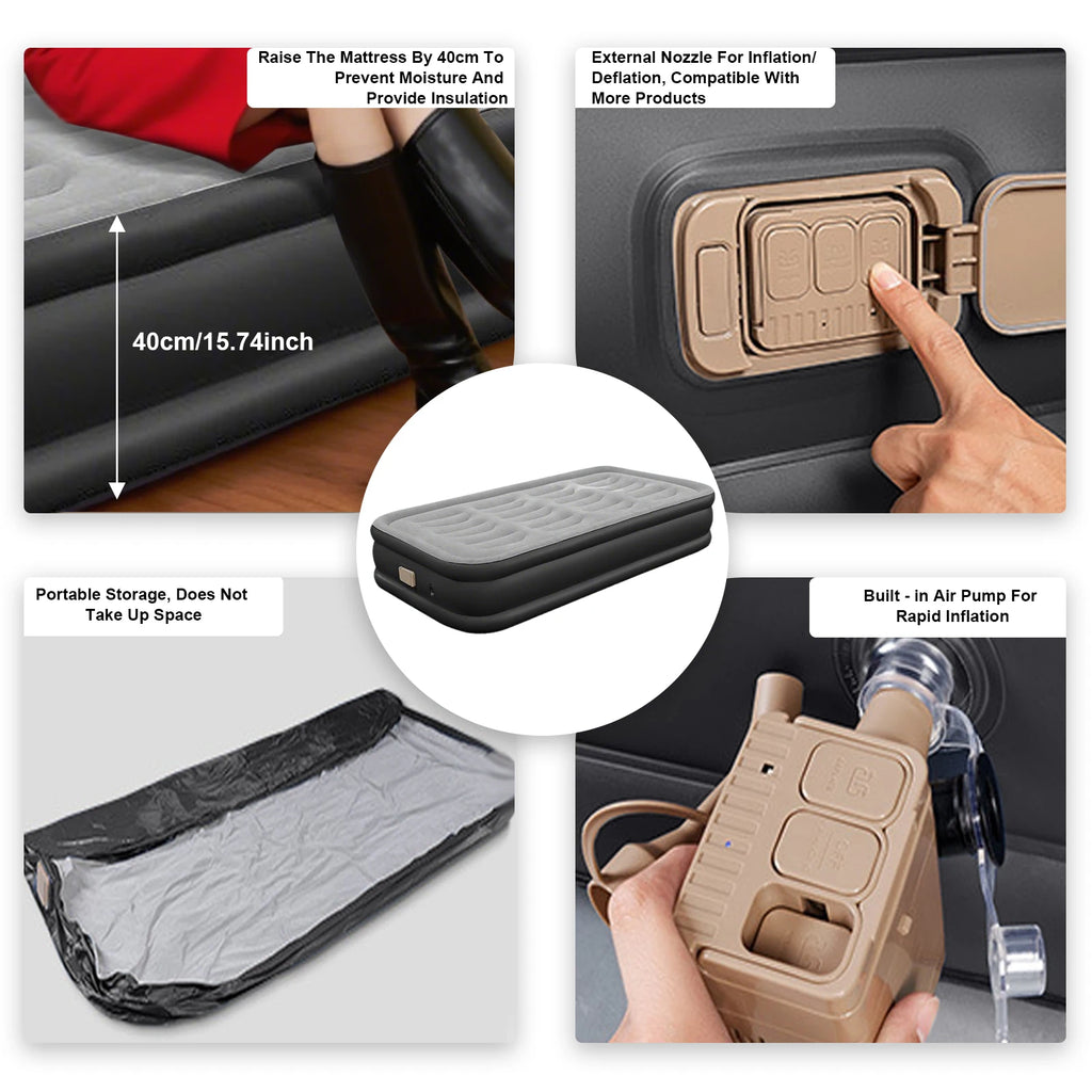 Double/Single Flocked Inflatable Bed  With Electric Air Pump 992 lb