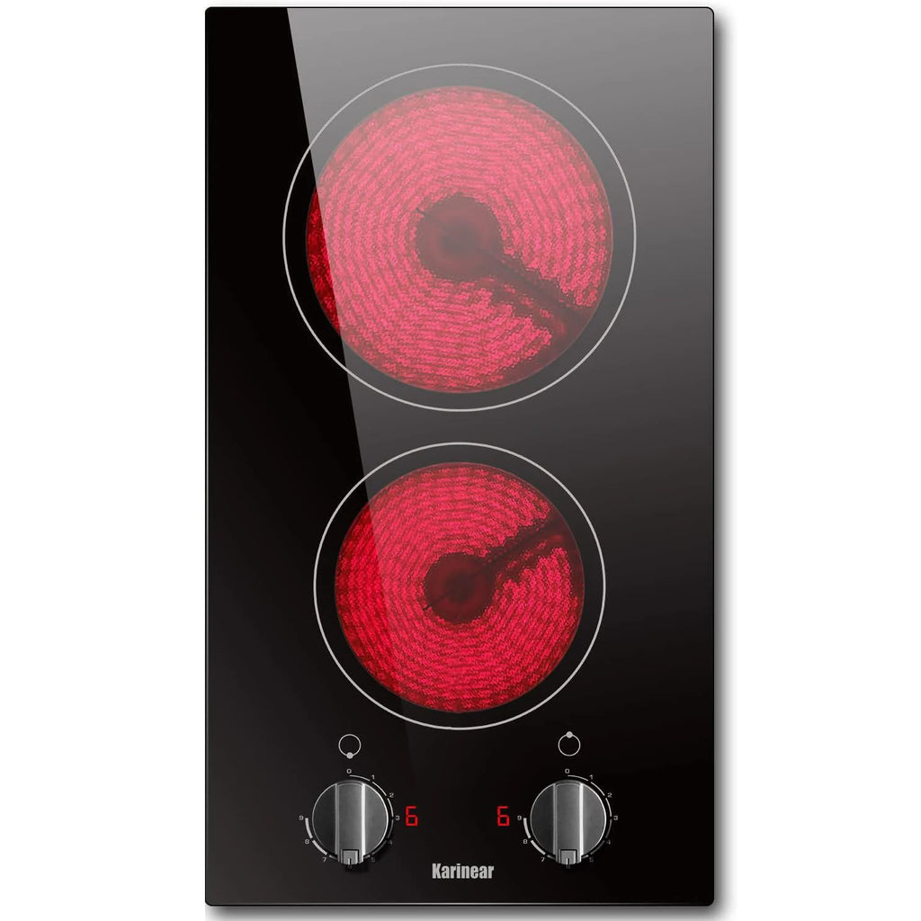 Karinear 2 Burners Electric Cooktop 12Inch Built-in Stove