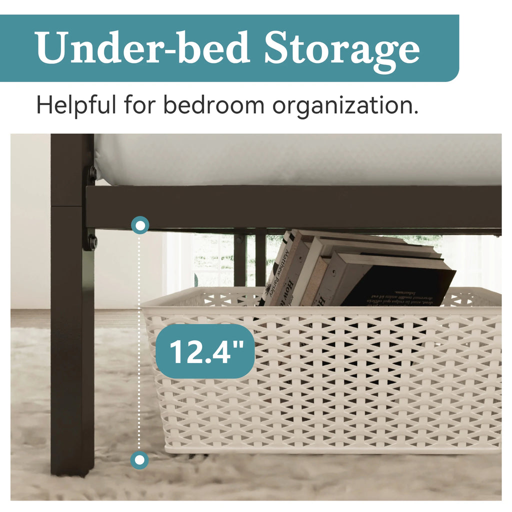 Canopy Bed Frame 3-Metal Crossbar, No Box Spring Needed