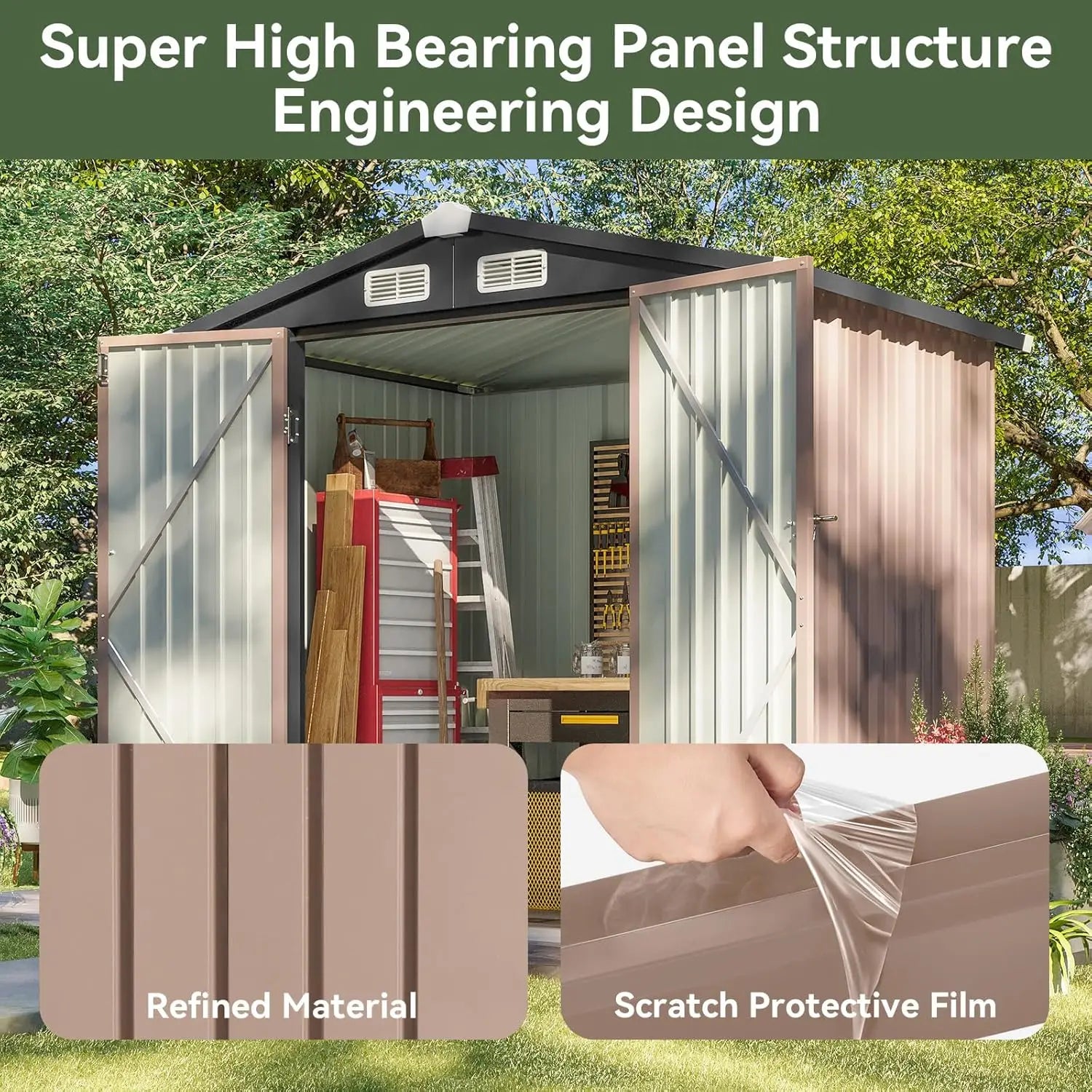 6.2x4 FT Outdoor Storage with Lockable Doors