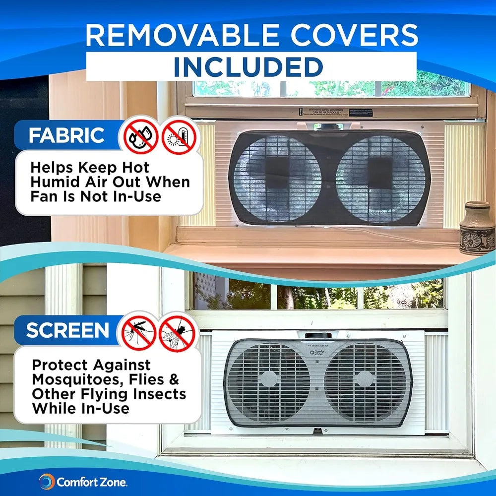 Twin Window Fan with Reversible Airflow Control
