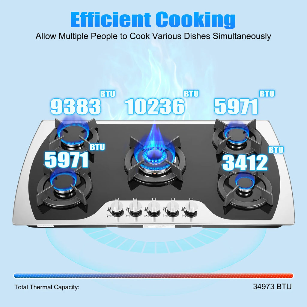 Built-in Countertop Gas Cooktop with 5 Burners