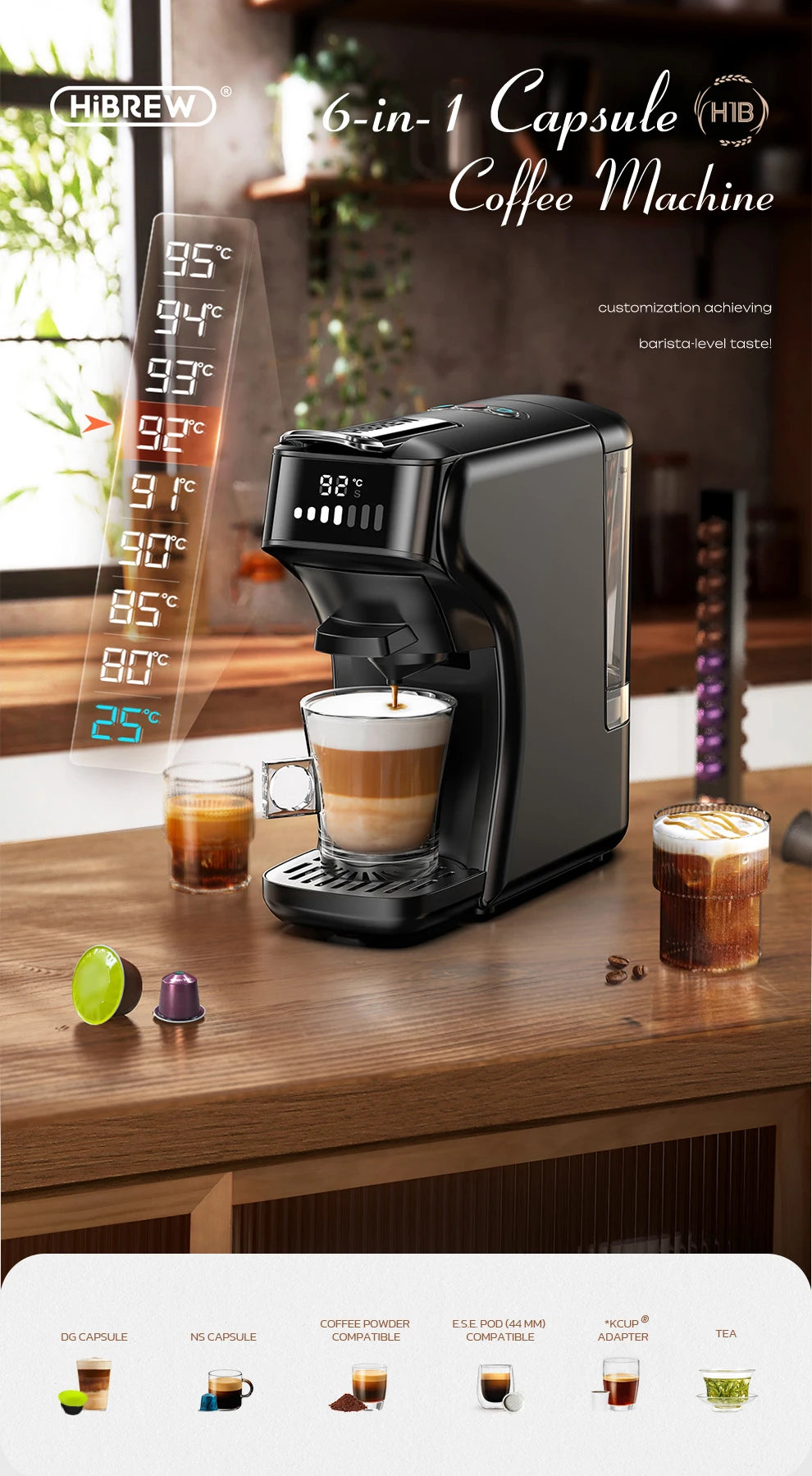 HiBREW 6in1 Capsule Coffee Machine Hot/Cold Multiple Espresso
