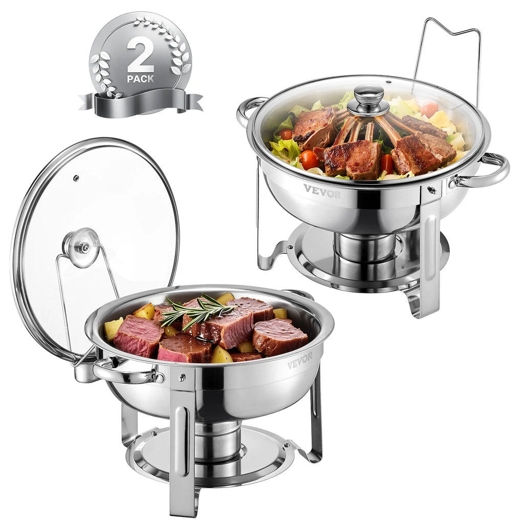 5 Qt 4 Pack Chafing Dish Buffet Set Stainless Steel