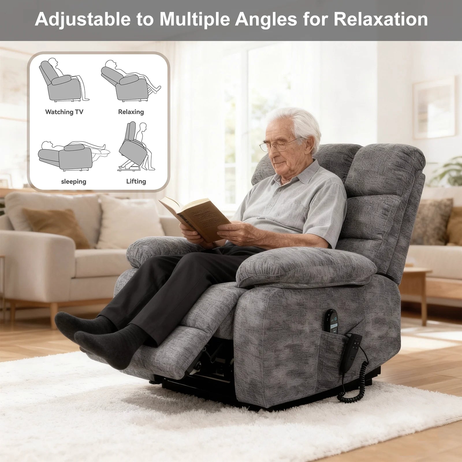 Oversized Recliner Chair with Heat and Massage, Power Lift