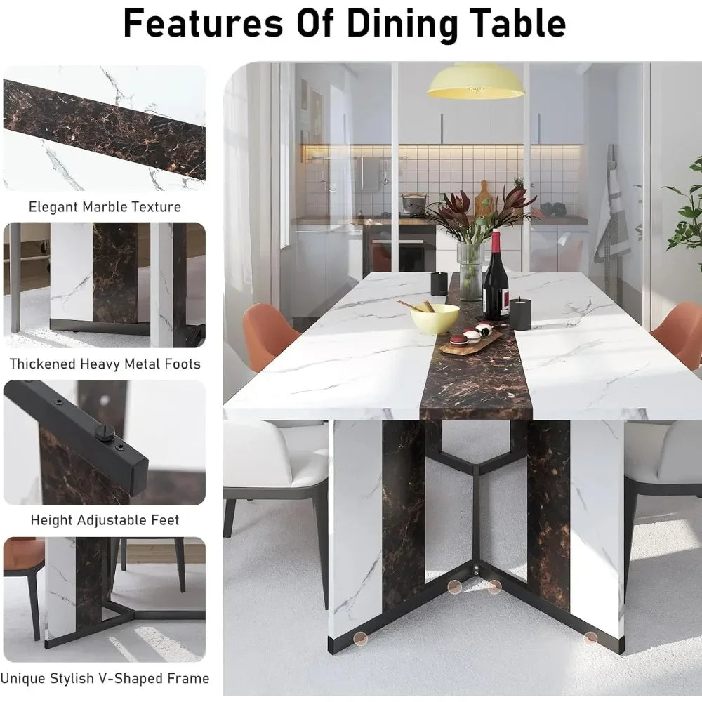 71 Inch Large  Dining room Table with Adjustable Legs
