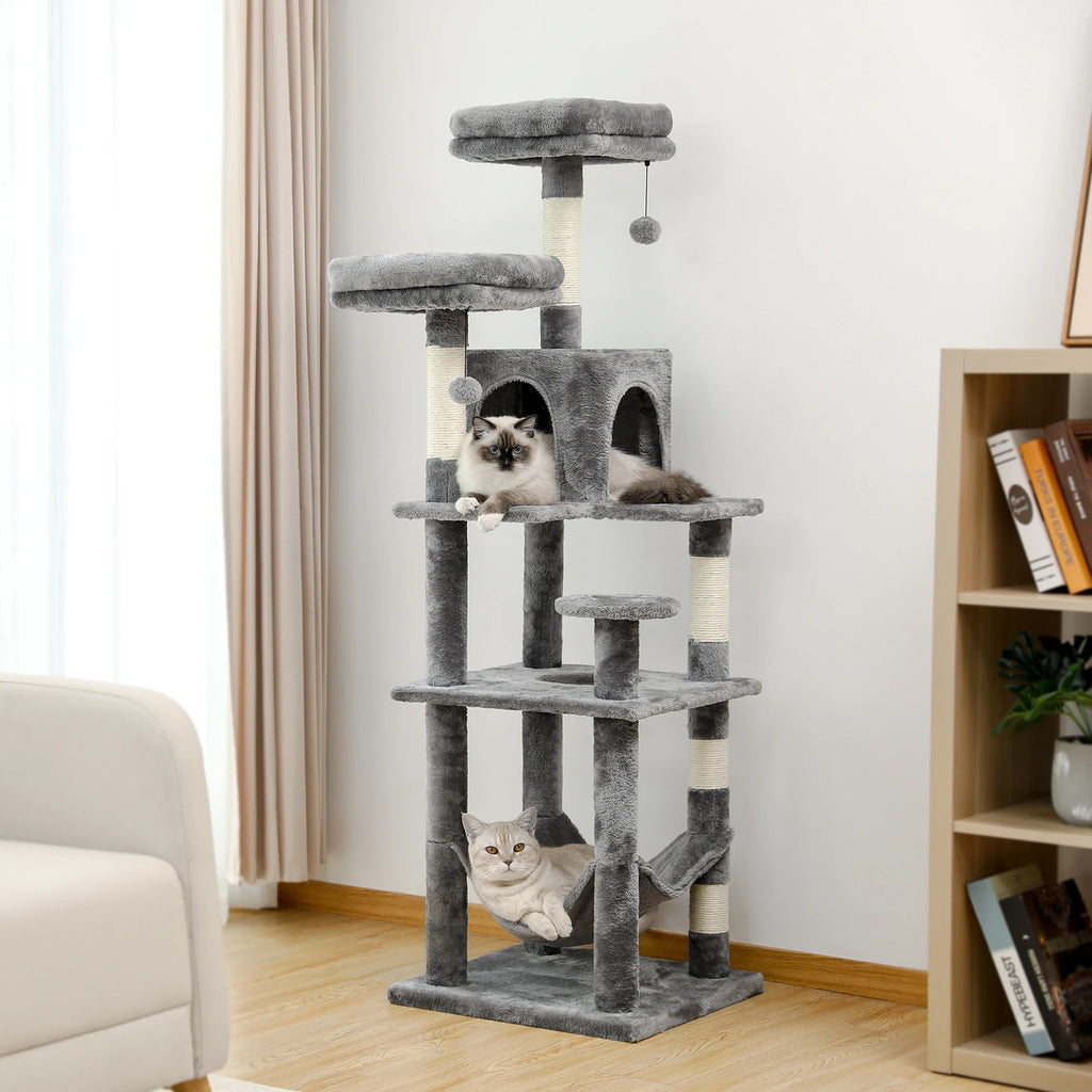 Multi-Level Cat Tree with Scratching Posts, Cozy Hammock