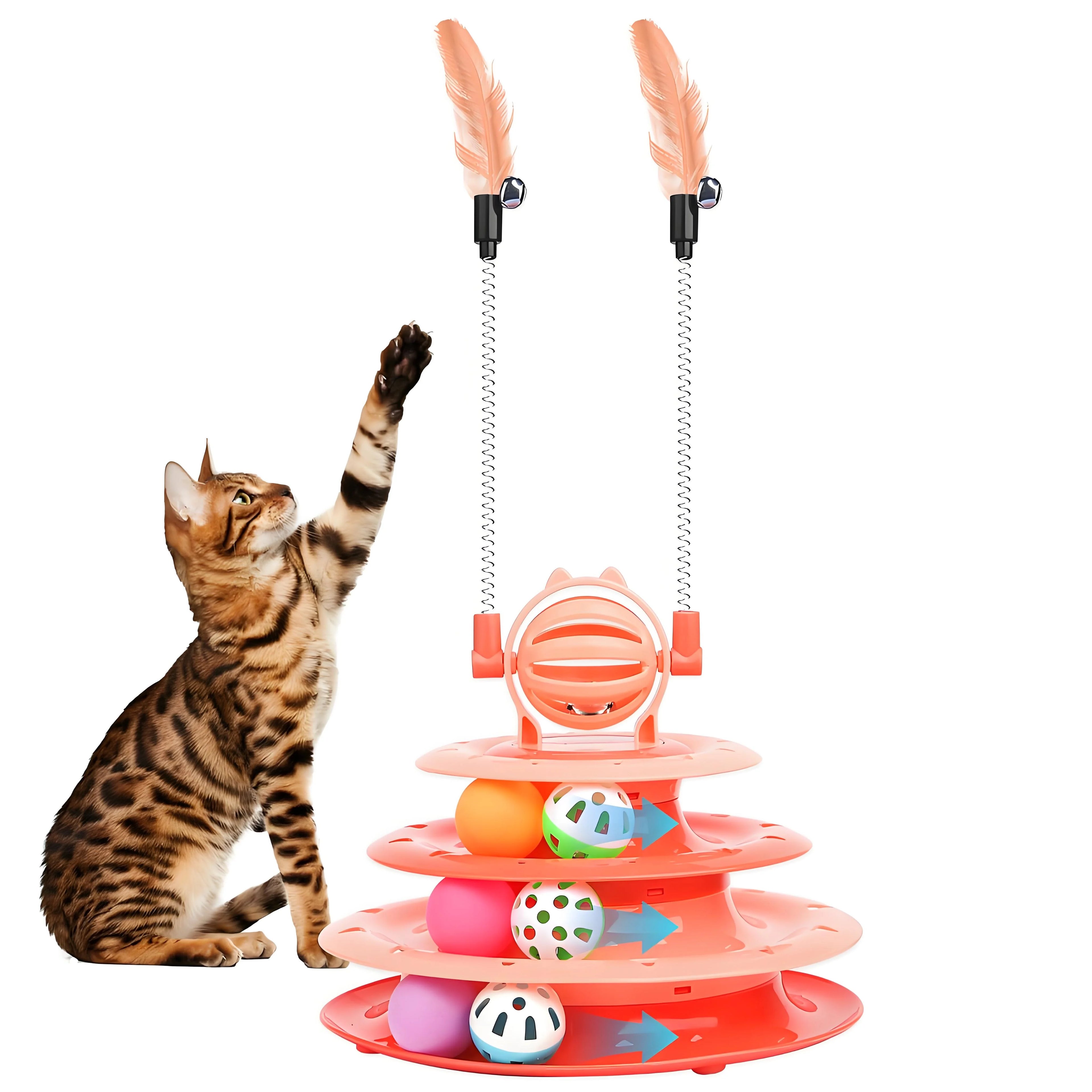 Interactive Cat Toy Puzzle Ball with 2 Teaser Wands