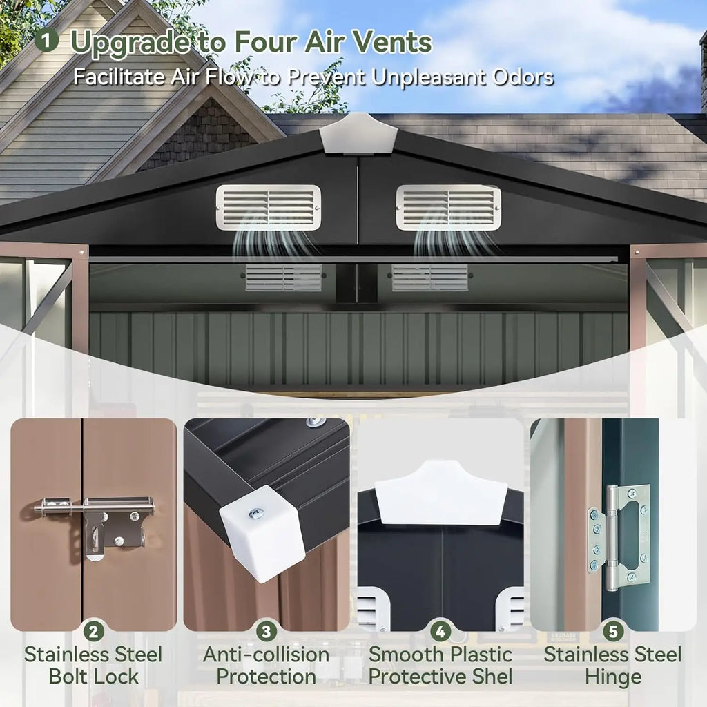 6.2x4 FT Outdoor Storage with Lockable Doors