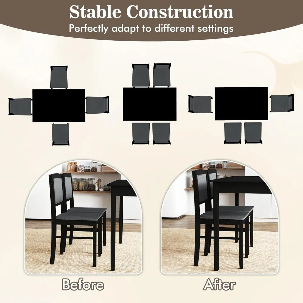 4-person Dining Table Set with Storage Rack