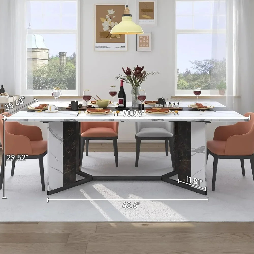 71 Inch Large  Dining room Table with Adjustable Legs