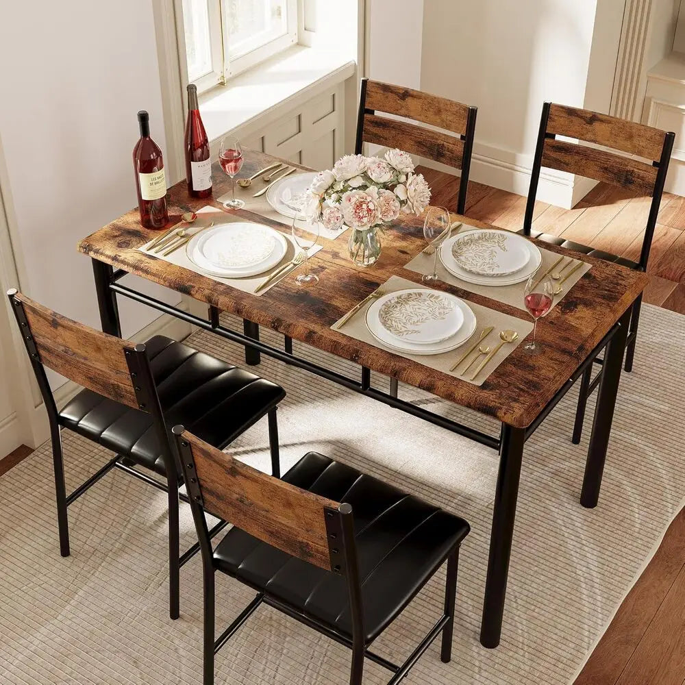 Wood Kitchen Table with Upholstered Chairs for Kitchen