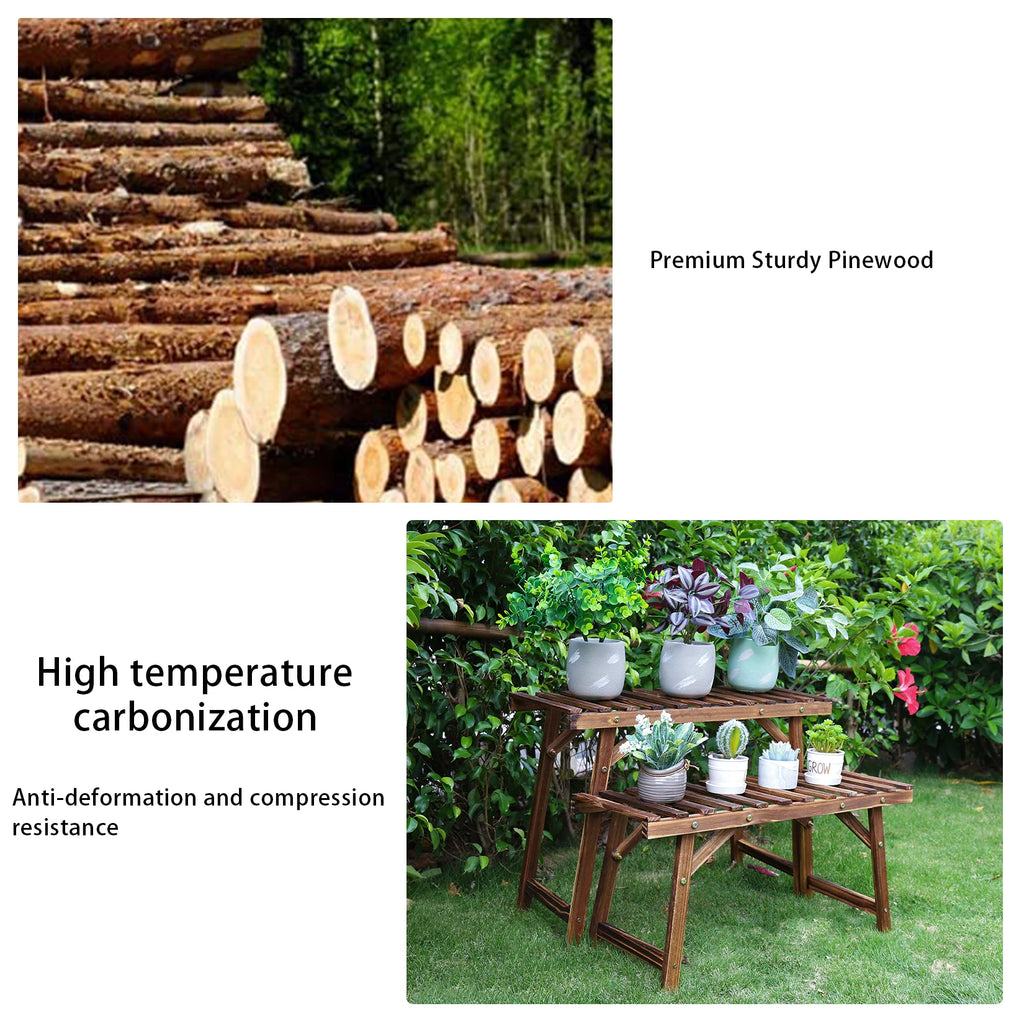 Wood Ladder Plant Stand Indoor Outdoor Flower Pot Rack