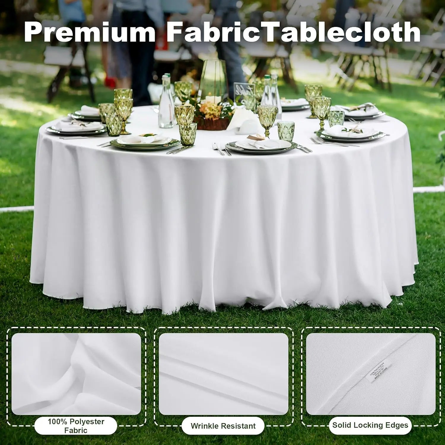 10 Pack 120 Inch Round Tablecloth, Stain and Wrinkle Resistant