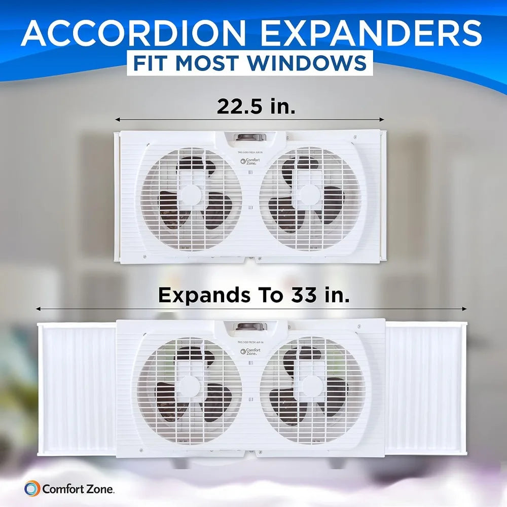 Twin Window Fan with Reversible Airflow Control