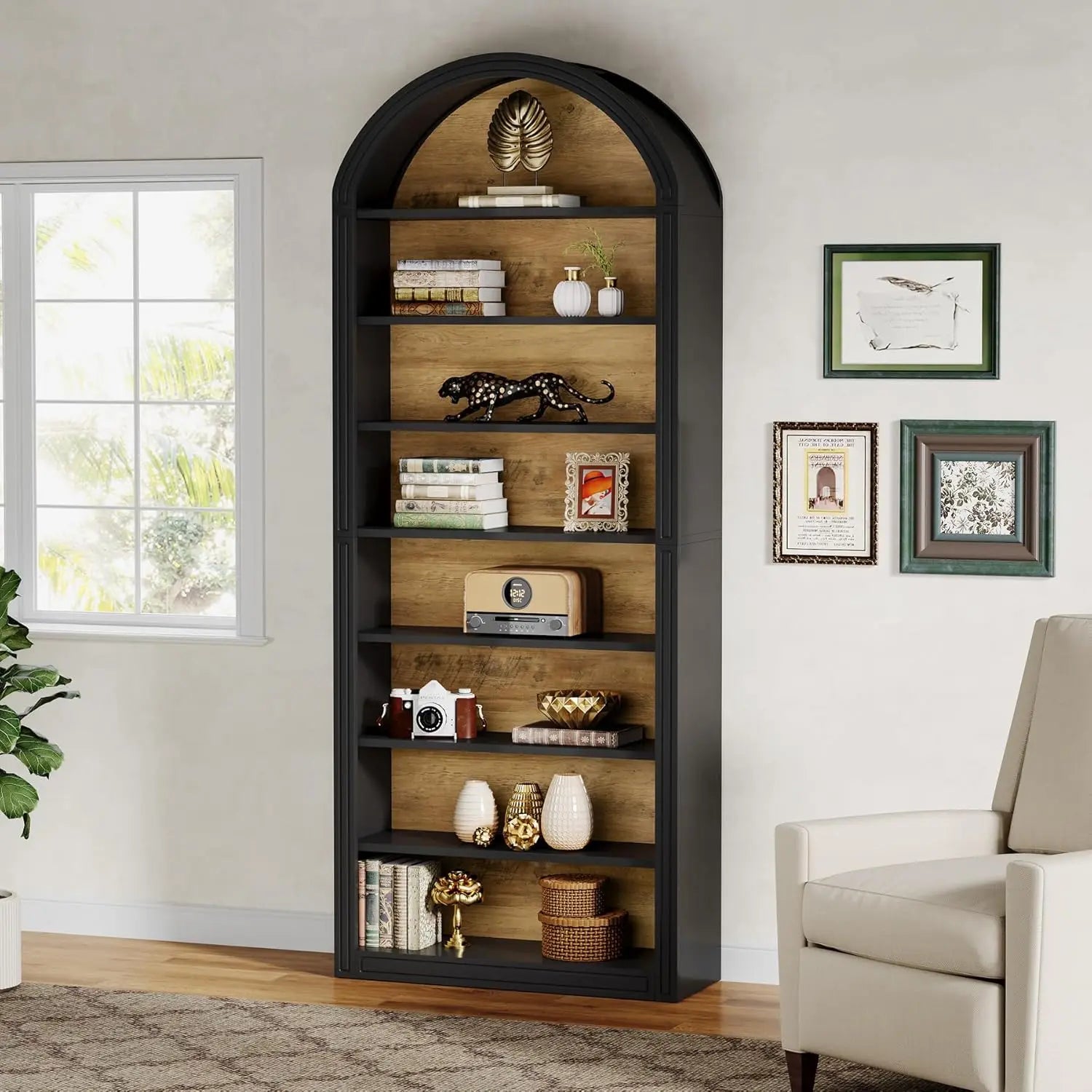, 8-Tier Floor Standing Open Display Shelving Unit for Living Room