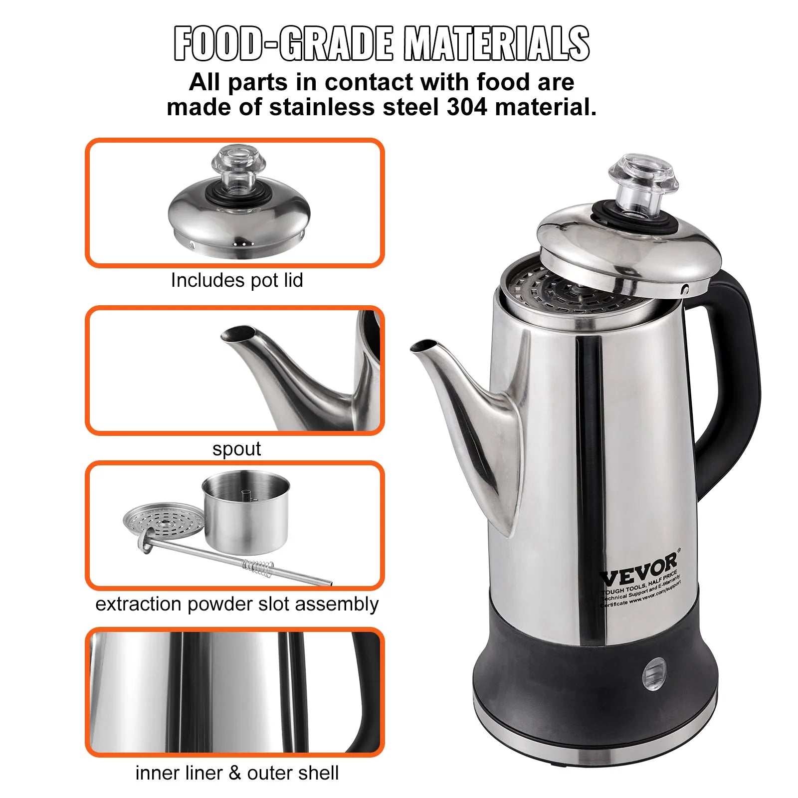 12-Cup Electricl Coffee Percolator with Keep Warm Function
