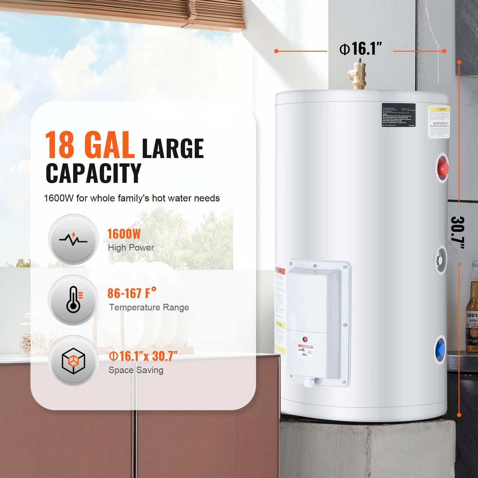 Electric Water Heater 40/70L Tank Instant Hot Water