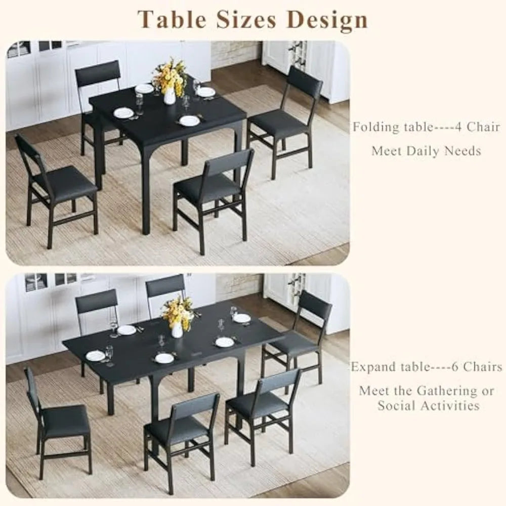7-Piece  Extendable Kitchen Table Cushion Chairs Set of 6