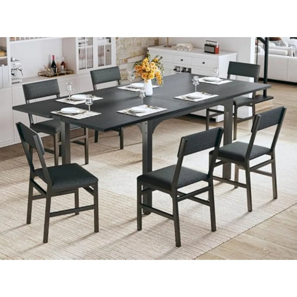 7-Piece  Extendable Kitchen Table Cushion Chairs Set of 6