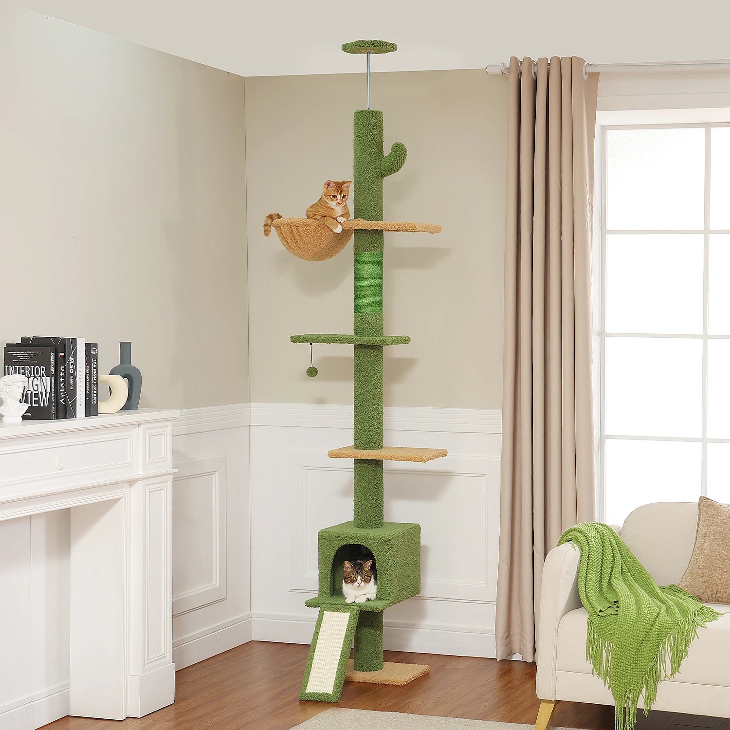 Cat Tree Floor to Ceiling Cat Tower with Sisal Scratching Post