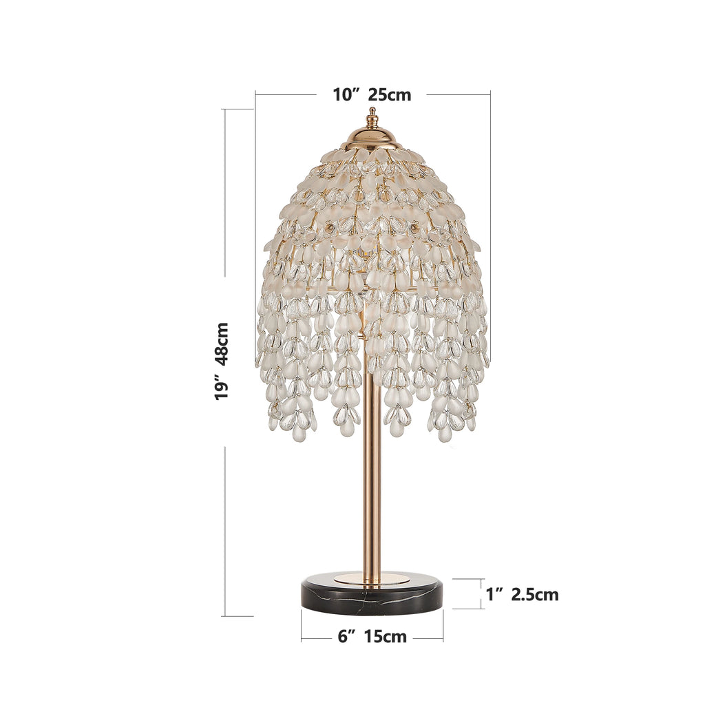 19"Elegant Crystal Table Lamp Vintage Waterfall Design