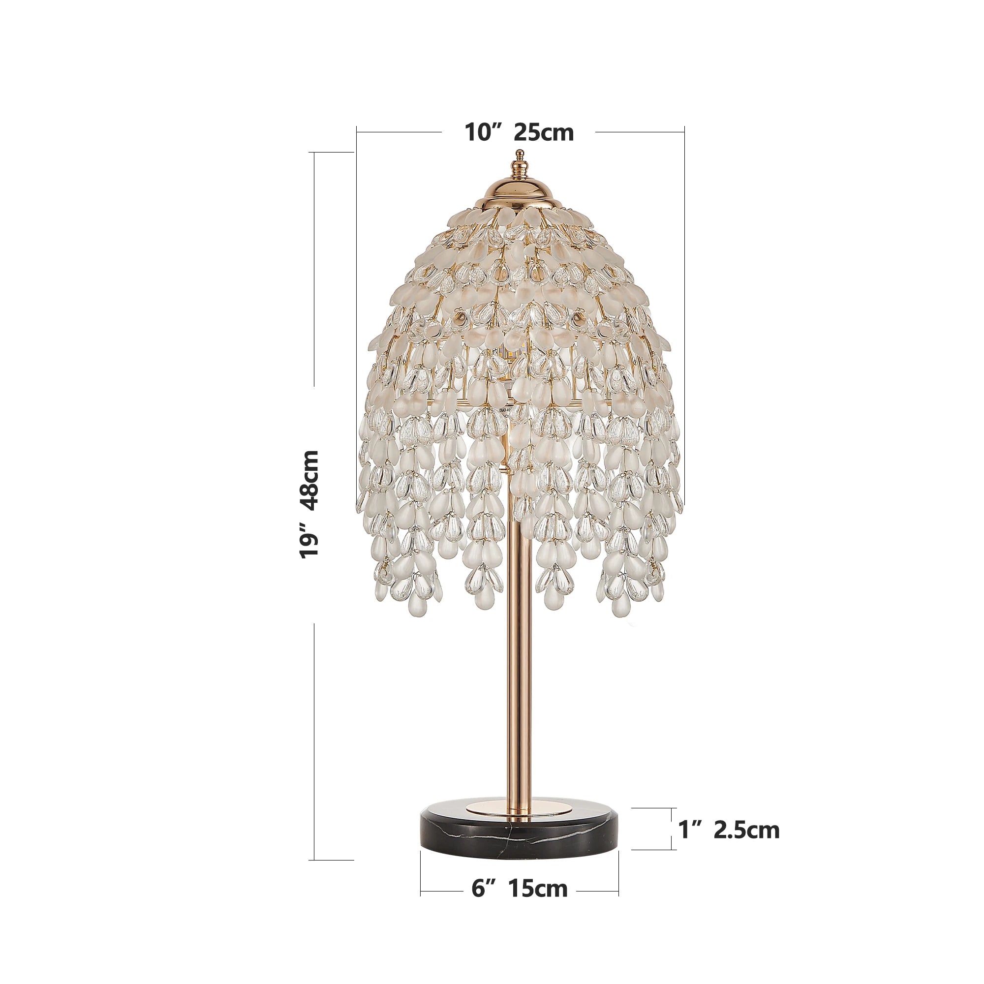 19"Elegant Crystal Table Lamp Vintage Waterfall Design