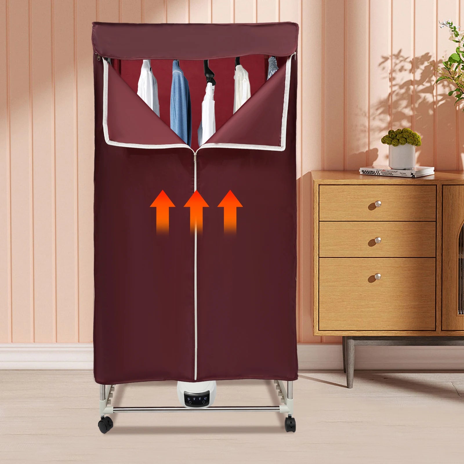 1200-1500W IPX1 Corded Electric Clothes Dryer with Outer Cover