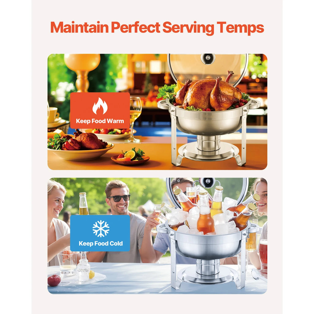 5 Qt 4 Pack Chafing Dish Buffet Set Stainless Steel