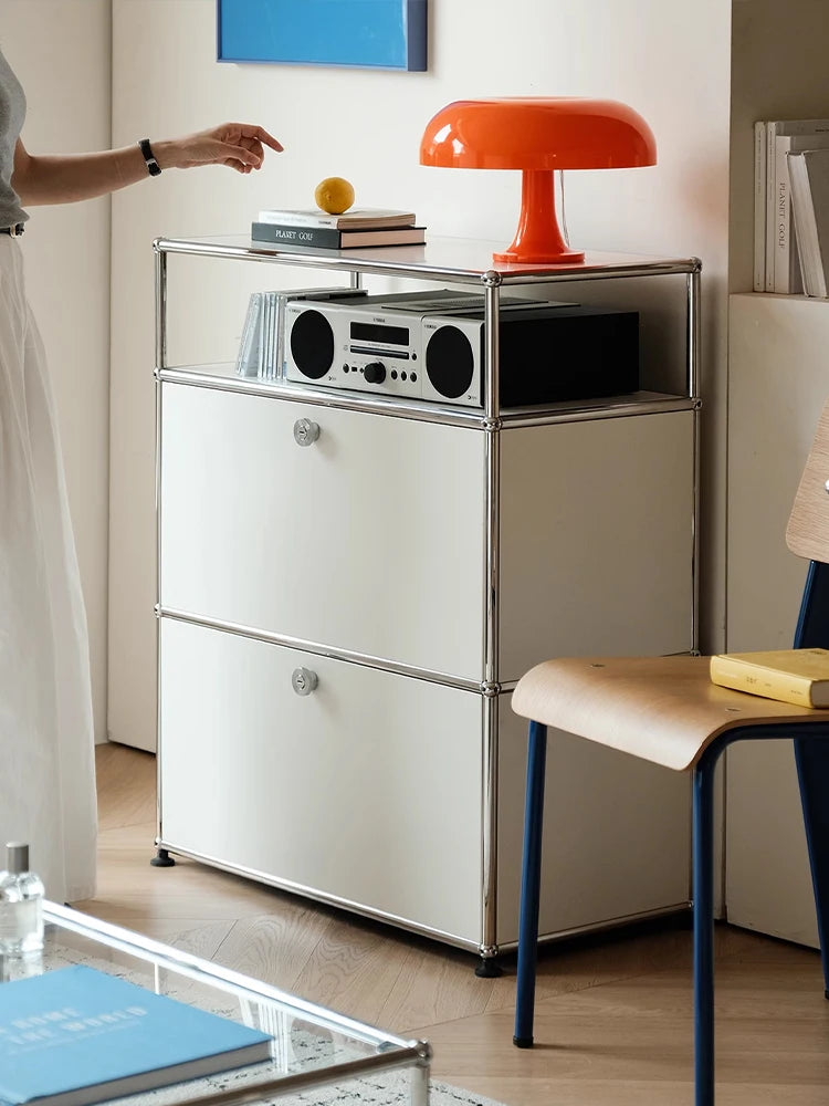 Storage Cabinet Stainless Steel Metal Sideboard For Bedroom