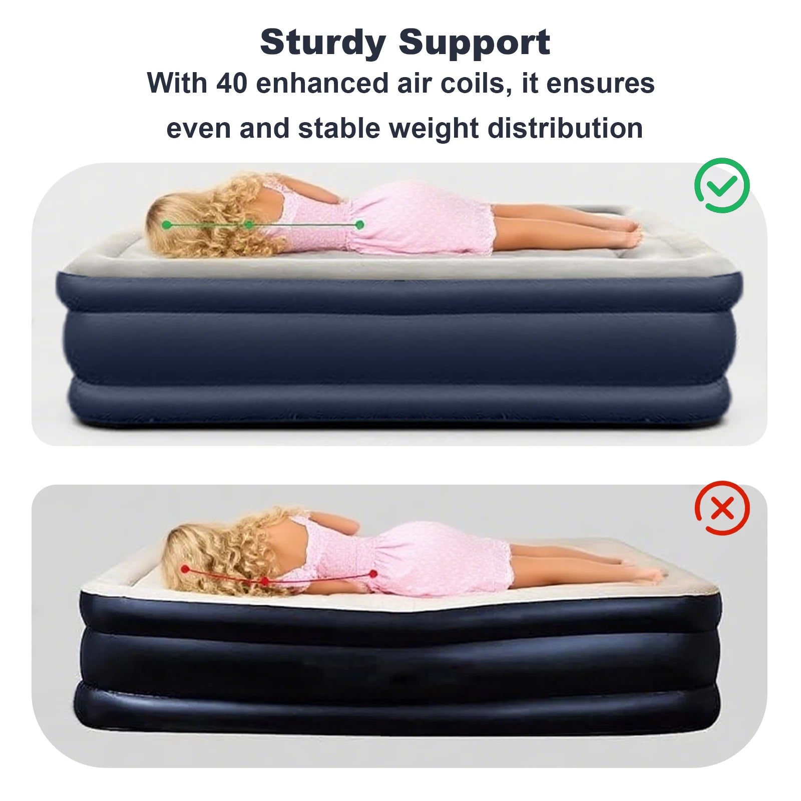 Double/Single Flocked Inflatable Bed  With Electric Air Pump 992 lb