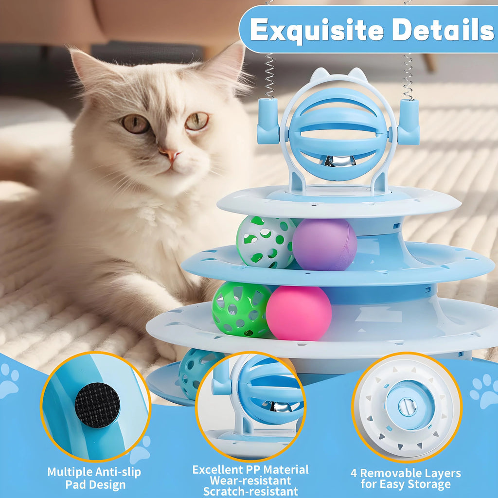 Interactive Cat Toy Puzzle Ball with 2 Teaser Wands