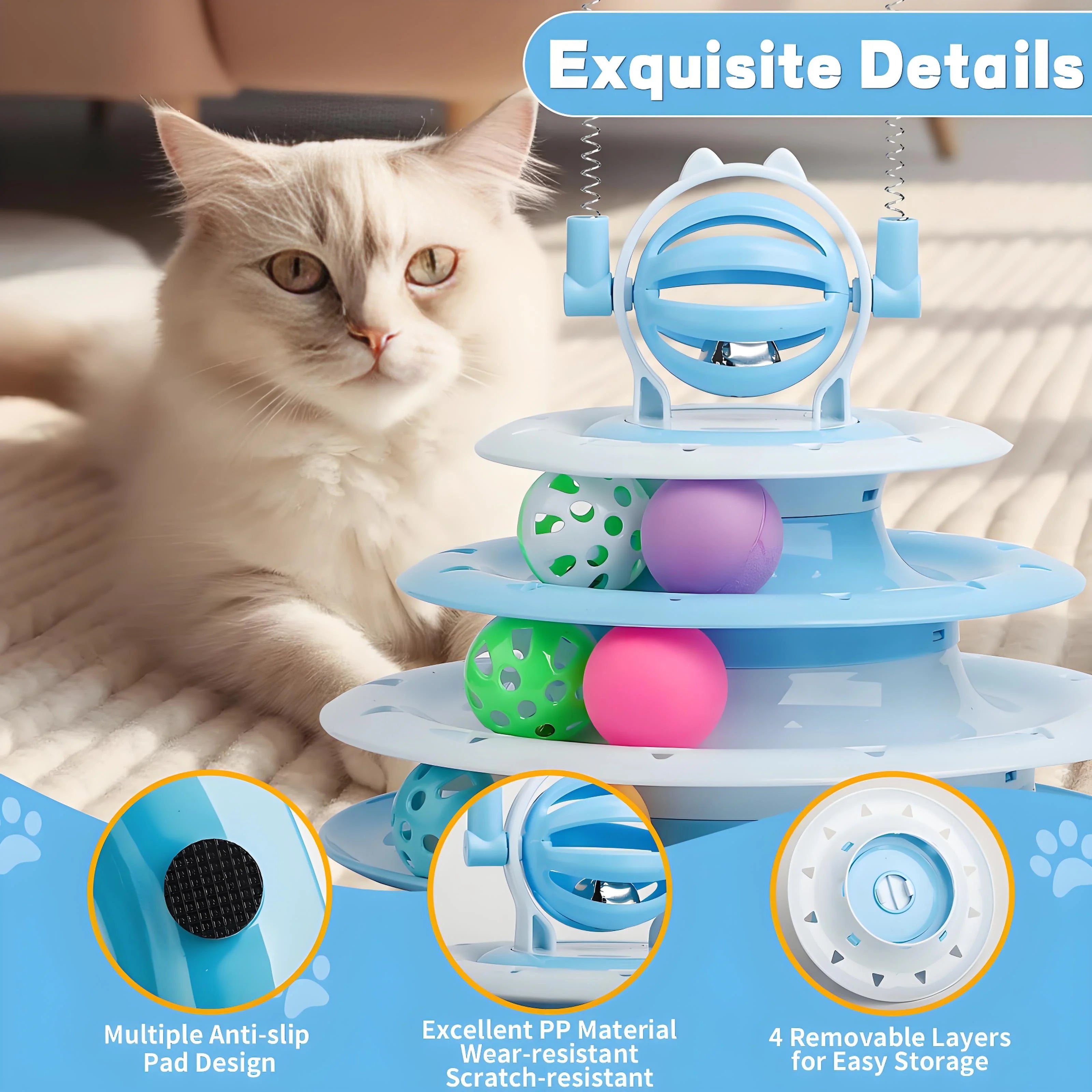 Interactive Cat Toy Puzzle Ball with 2 Teaser Wands