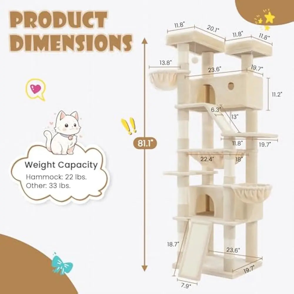 81in Multi-Level Tall Cat Tree Tower & Condo