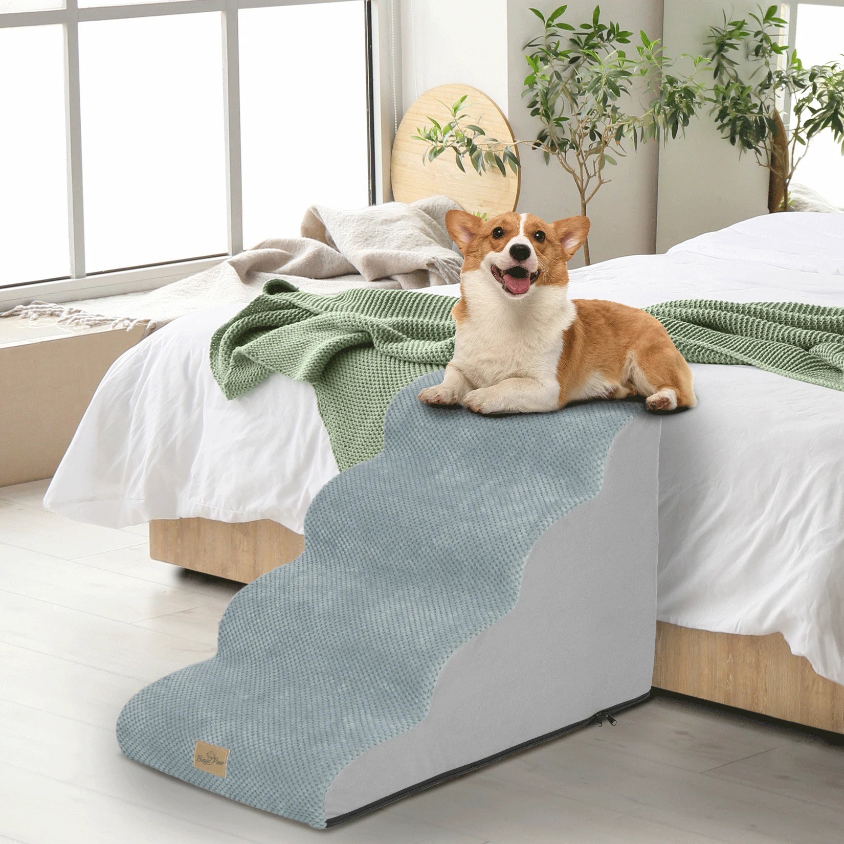 High Density Foam Curved Dog Stairs for High Beds 3/4/5 Tiers