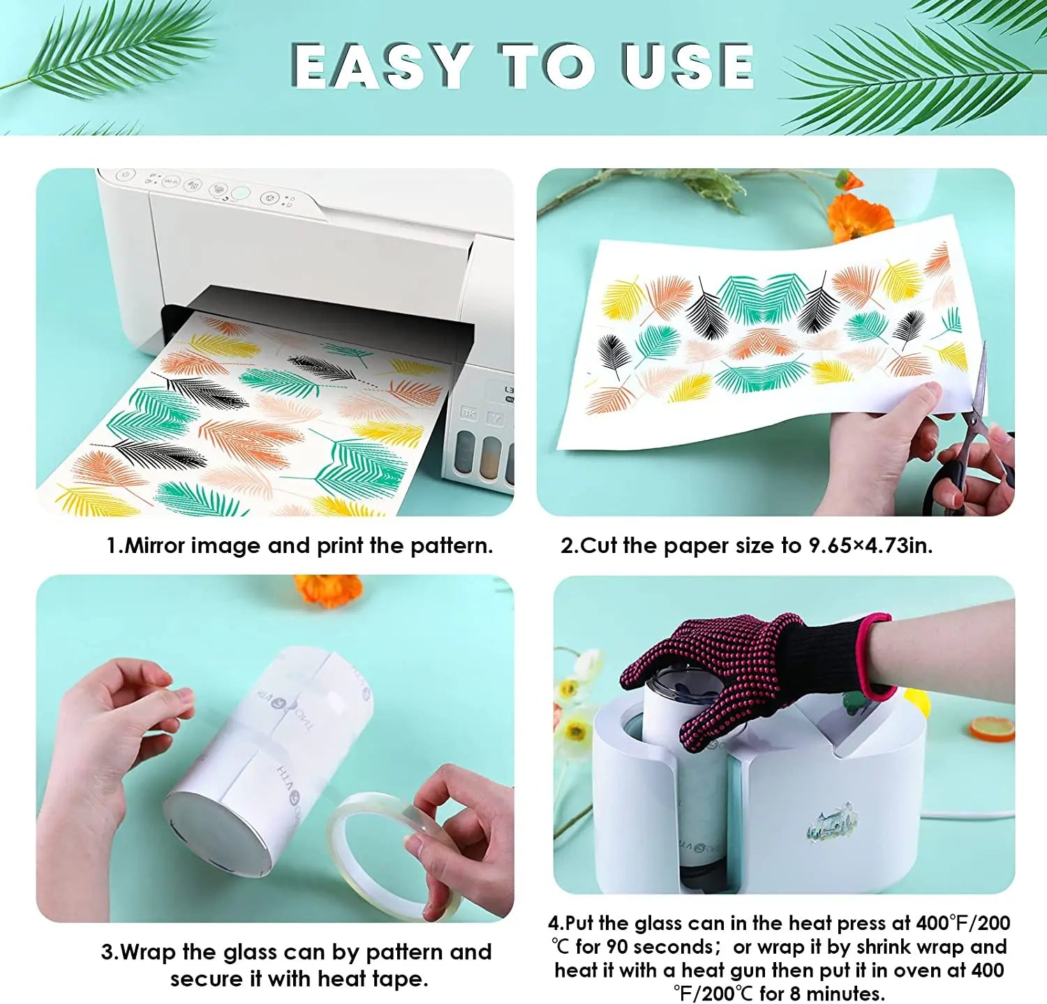 8 Pack 16OZ Frosted/Clear Glass Sublimation Tumblers with Bamboo Lid